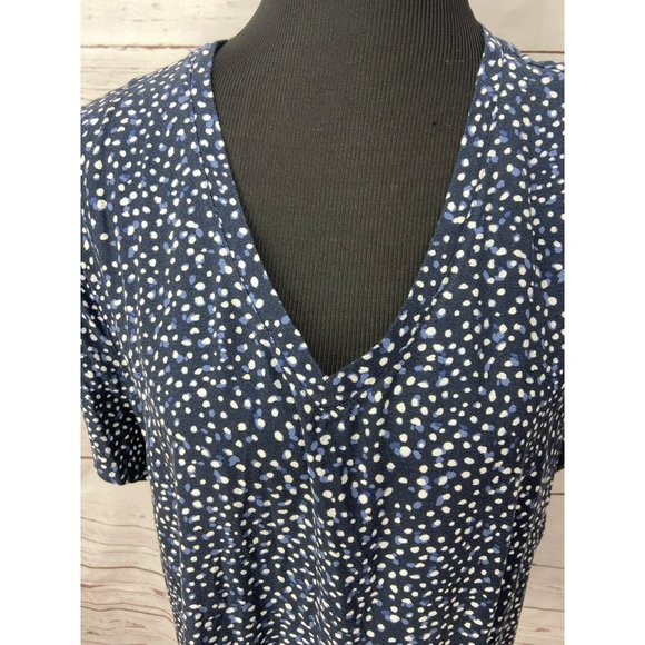 Side stitch womens blue polka dot‎ hi low Blouse Size Large - Picture 5 of 7